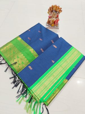 Navy Pure Handloom Gadwal Saree From Bengal