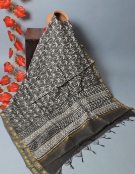 Bagru Hand Block Printed Chanderi Silk Dupatta