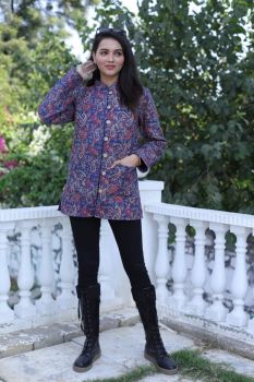 Blue Hand Block Printed Cotton Jacket