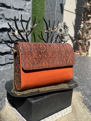 Handcrafted Wood And Leather Sling Bag