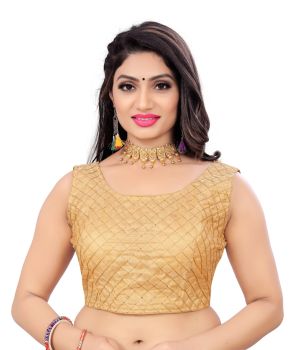 Beige Satin Fabric With Embroidery Work Blouse