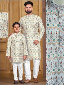 Combo pack child and adult Pure Banglori Silk Crochet Work and Print kurta
