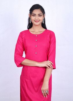 Pink Pure Handloom Cotton Zipper Kurti From Bengal