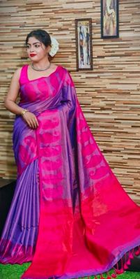 Multi Colour Pure Handloom Tissue Silk Saree From Bengal