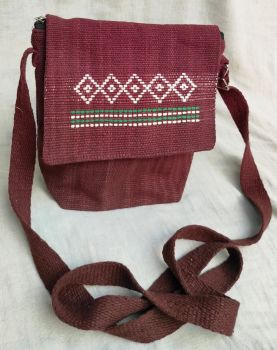 Women Maroon Pure Handloom Sling bag