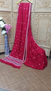 Red Buti Eri Silk Handloom Saree From Kamrup Assam
