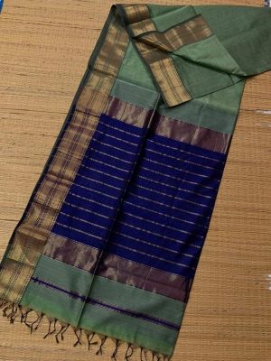 Multi Colour Pure Handloom Maheshwari Silk Cotton Saree From Bengal