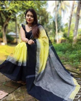 Multi Colour Pure Handloom Cotton Saree From Bengal