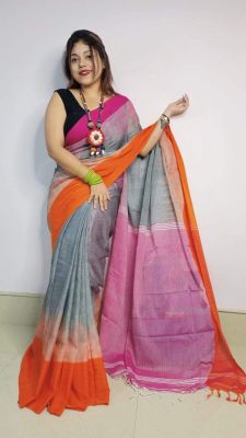 Multi Colour Pure Handloom Cotton Saree From Bengal