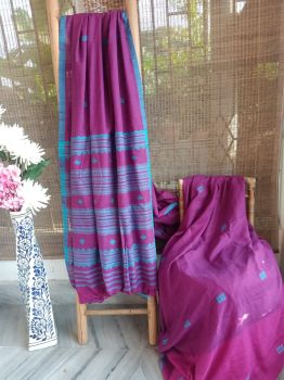 Purple Buti Pure Cotton Handloom Saree From Kamrup Assam
