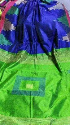 Multi Colour Pure Handloom Silk Cotton Saree From Bengal