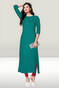 Pine Green Pure Handloom Cotton Kurti From Bengal