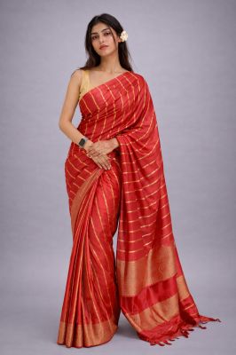 Women's Wear Red Bapta Soft Silk Saree From Bengal