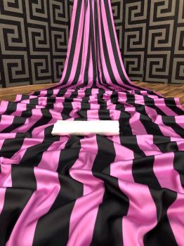 Black and Pink Digital Printed Design Heavy Satin Silk Saree