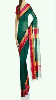 Green double lahar maheshwari with silk border