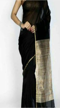 Black ghicha pallu Saree maheshwari