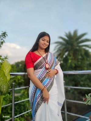 White Pure Handloom Cotton Saree From Bengal