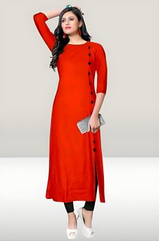 Orange Pure Handloom Cotton Kurti From Bengal