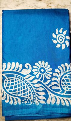Royal Blue Pure Handloom Maheshwari Silk Cotton Saree From Bengal