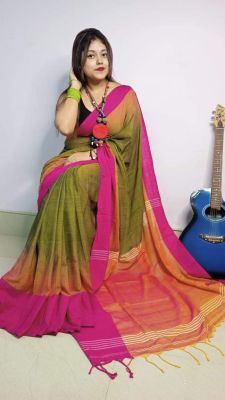 Multi Colour Pure Handloom Cotton Saree From Bengal