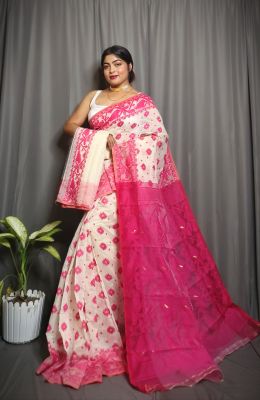 Office Pure Handloom Dhakai Jamdani Saree From Bengal