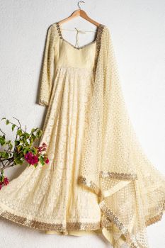 Sugar Cookie Yellow Threadwork Anarkali Set
