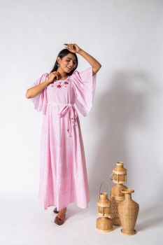 Embellish Round Neck A-Line Maxi Dress