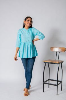 Band Collar Potli Button Gather Top