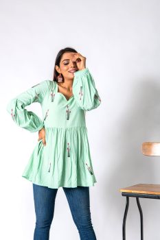 Sweetheart Neck Motif Embroidery Top