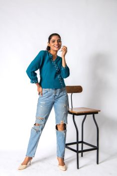Rayon Dobby Lace Embroidery Top