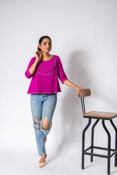 Motif Yoke Embroidery Top