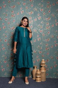 Side Slit Drawstring Straight Kurta With Pant