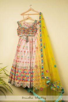 Multicolour Mirror Work Lehenga Set