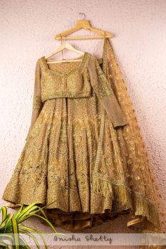 Monotone Gold Bridal Lehenga Set