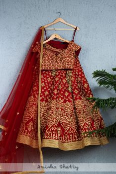 Deep Red Gota Patti Bridal Lehenga