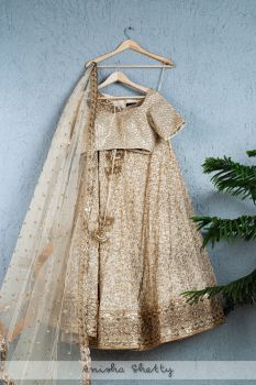 Ivory Pearl And Gold Bridal Lehenga Set