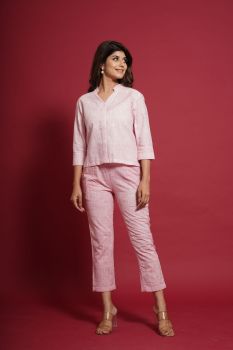 Pink Block Print Cotton Co-Ord Set