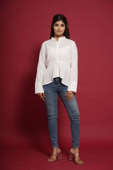 White Cotton Dobby Shirt