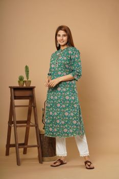 Green Floral Kurta Set