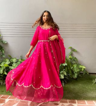 Hot Pink Emb. Anarkali