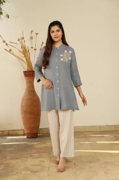 Blue embroidered tunic