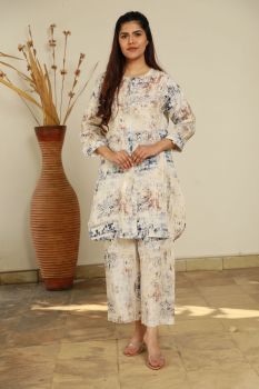 Blue wallflower print tunic