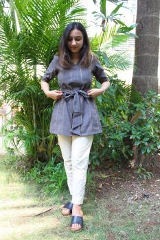 Grey Top With Beige Pant
