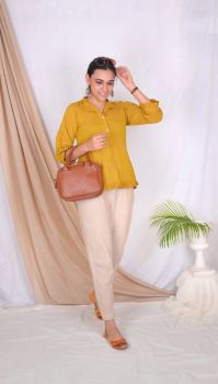 Mustard Top With Beige Pants
