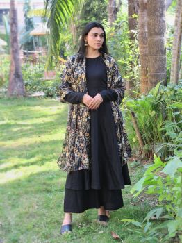 Black Anarkali Kurta With Palazzo Pants And Dupatta