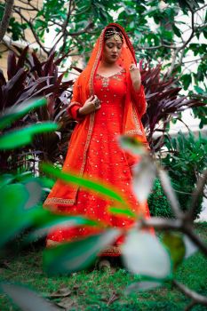Scarlet red anarkali set
