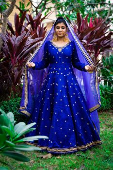 Azure blue anarkali set