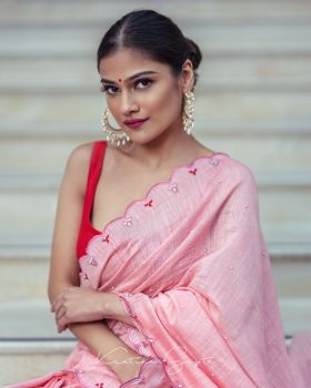 Carnation pink saree
