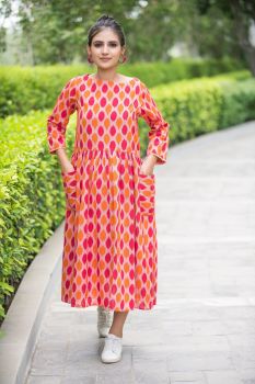 Large Pockets Ikat Dress