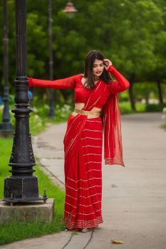 Red Gota Work Saree